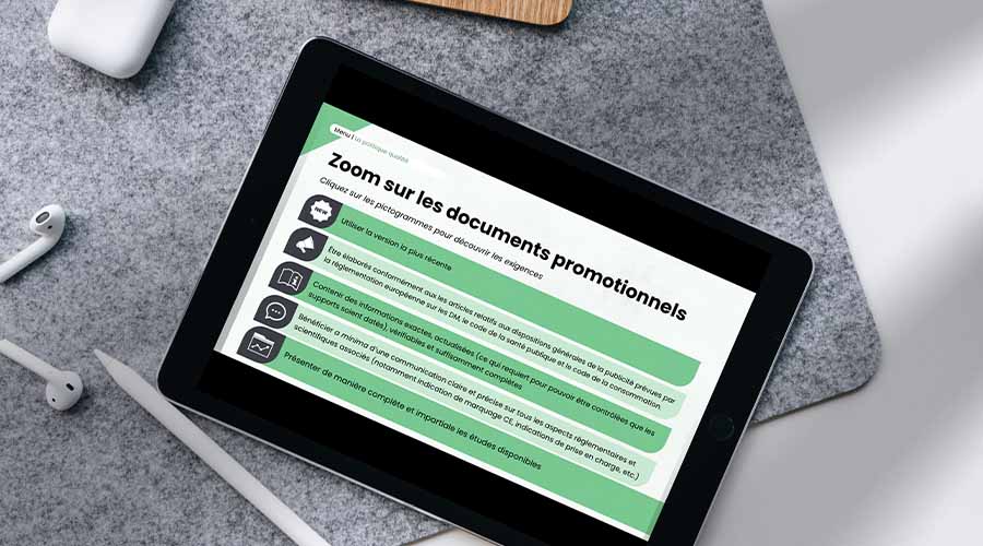 Formation en ligne elearning Certification Excellence Presentation Information promotion dispositif medical
